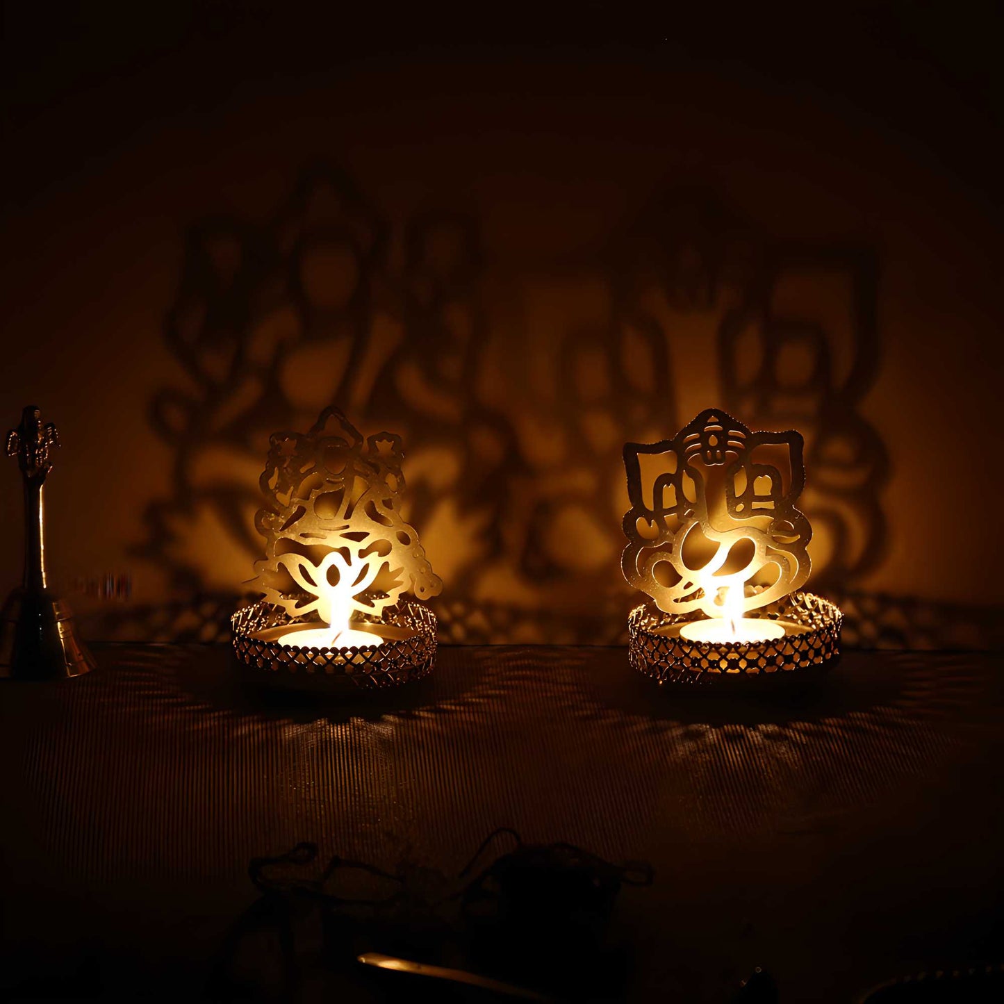 Shadow Casting Tea Light Holder – Ganesha & Laxmi