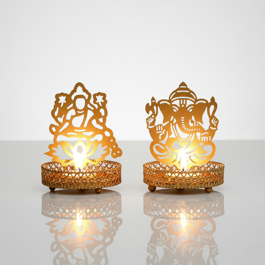 Shadow Casting Tea Light Holder – Ganesha & Laxmi
