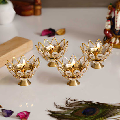 Lotus Crystal Tea Light Holders