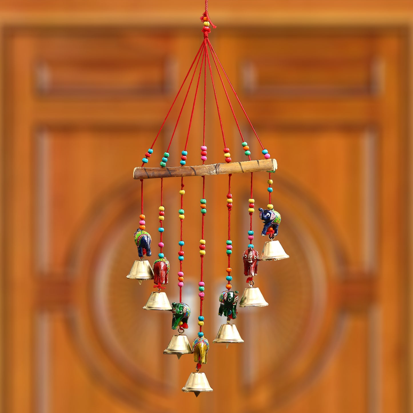 Vibrant Elephant &amp; Bell Door Hanging (Toran)