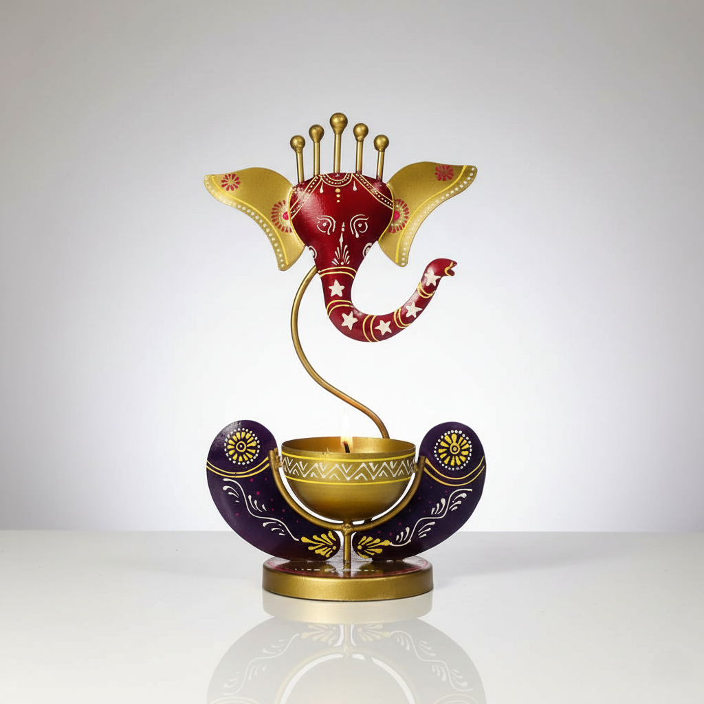 Divine Ganesha Tea Light Holder Showpiece