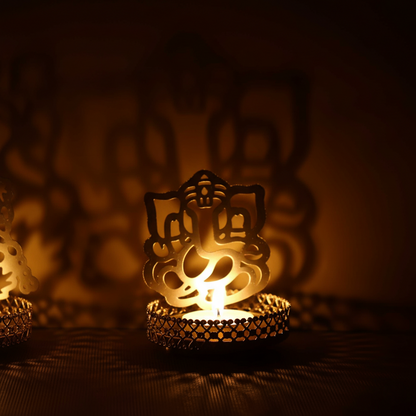 Shadow Casting Tea Light Holder – Ganesha & Laxmi