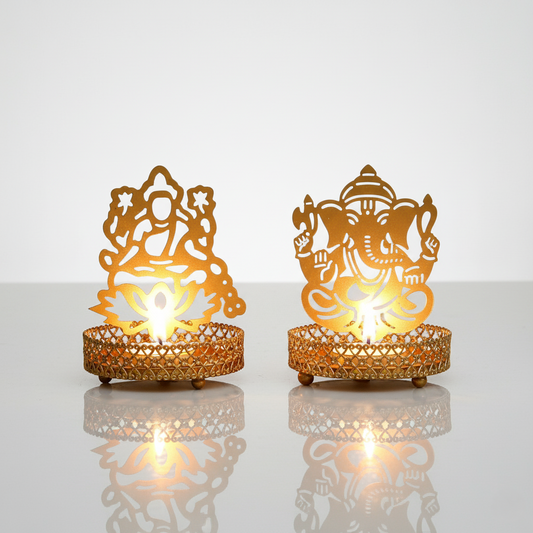 Shadow Casting Tea Light Holder – Ganesha & Laxmi