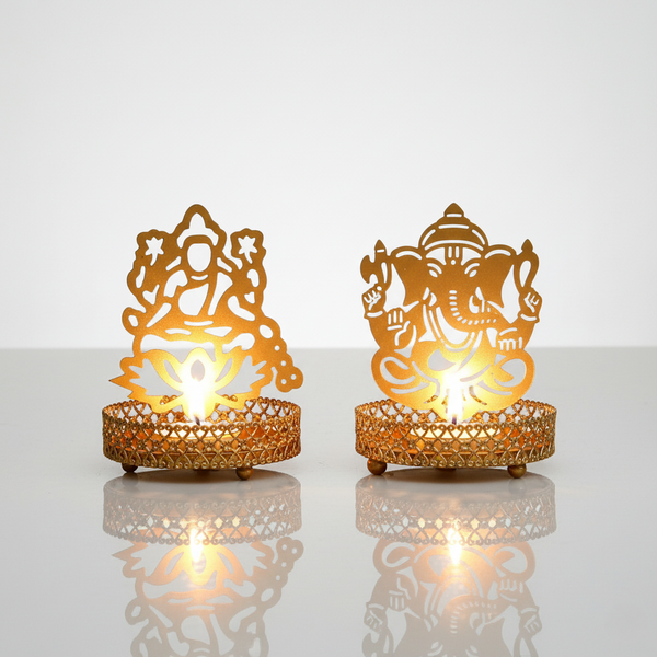 Shadow Casting Tea Light Holder – Ganesha & Laxmi
