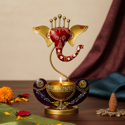 Divine Ganesha Tea Light Holder Showpiece