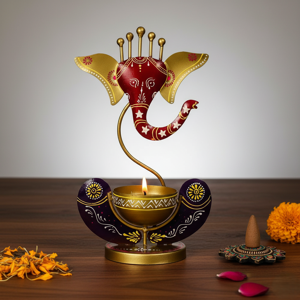 Divine Ganesha Tea Light Holder Showpiece