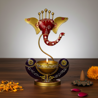 Divine Ganesha Tea Light Holder Showpiece