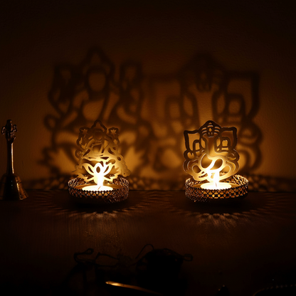 Shadow Casting Tea Light Holder – Ganesha & Laxmi