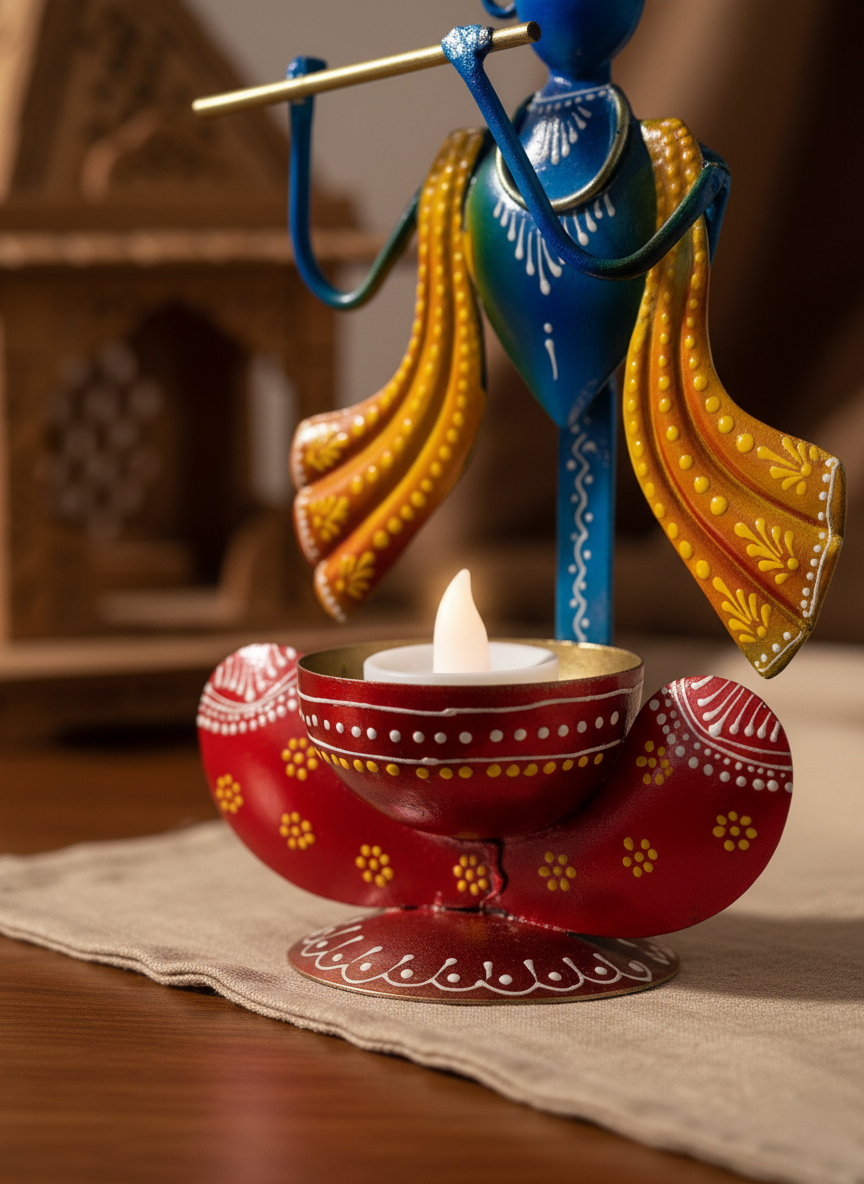 Blue & Red Krishna Idol Showpiece