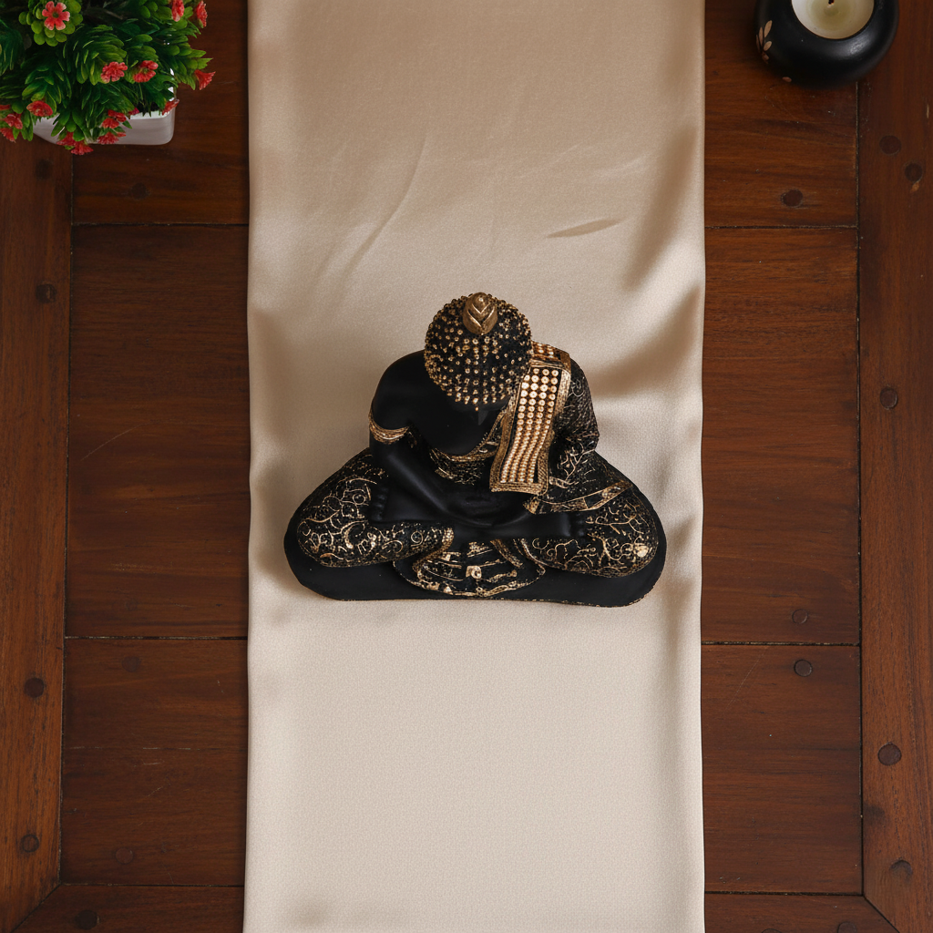eCraftIndia Black and Golden Meditating Lord Buddha Handcrafted Decorative Showpiece